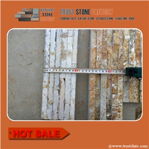 Golden Honey Classic Ledger Stone Panel 6*24,Nature Stone Ledger Siding,Cultural Stone Facade,Stacked Stone Veneer,Cultured Stone Wall Cladding