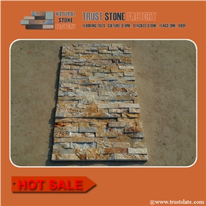 Golden Honey Ledger Panel 6x24,Natural Stone Ledger Siding,Cultural Stone Facade,Ledged Stacked Stone Veneer,Ledger Stone Panels,Ledge Wall Cladding