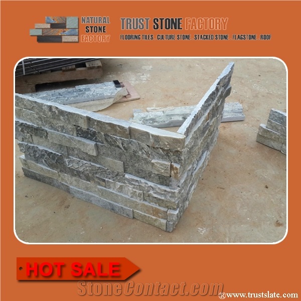 Silver Grey Cultured Stone Slate Siding,Culture Slate Ledger,Cultural Slate Facade,Cultured Slate Stacked Stone Veneer,Cultural Stone Panels,Cultured Wall Cladding
