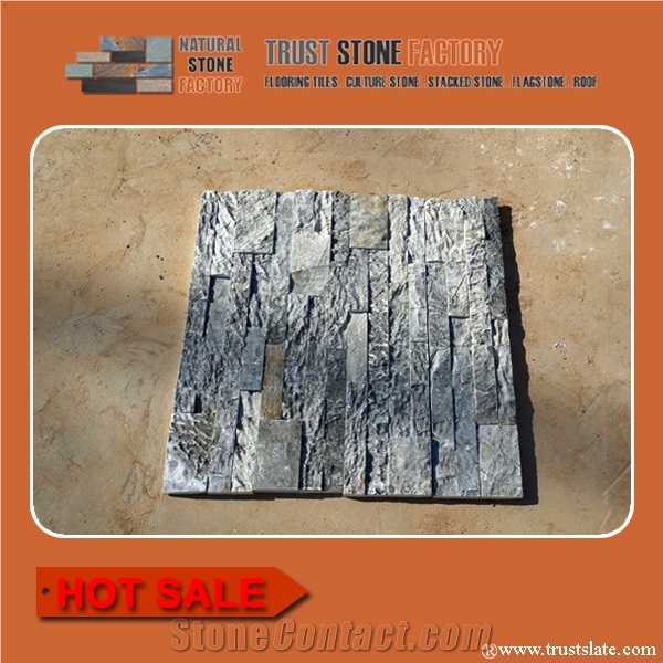 Silver Grey Ledger Slate Siding,Silver Grey Ledged Stone Facade,Ledger Stacked Stone Veneer,Ledged Stone Panels, Ledge Wall Cladding