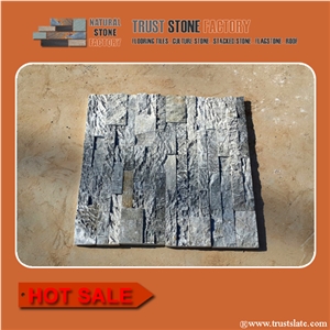 Silver Grey Nature Slate Veneer,Cultured Stone Siding,Cultural Stone Facade,Cultured Stacked Stone Veneer,Cultural Stone Panels,Culture Wall Cladding