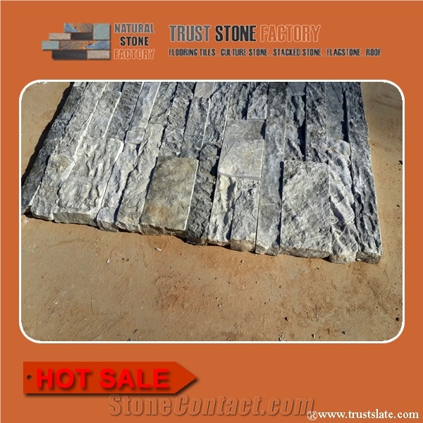 Silver Grey Nature Slate Veneer,Cultured Stone Siding,Cultural Stone Facade,Cultured Stacked Stone Veneer,Cultural Stone Panels,Culture Wall Cladding