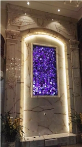 Translucent Semiprecious Stone Glass Wall Panel