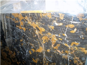 Black & Gold Marble Slabs & Tiles, Balck Polished Marble Flooring Tiles, Walling Tiles
