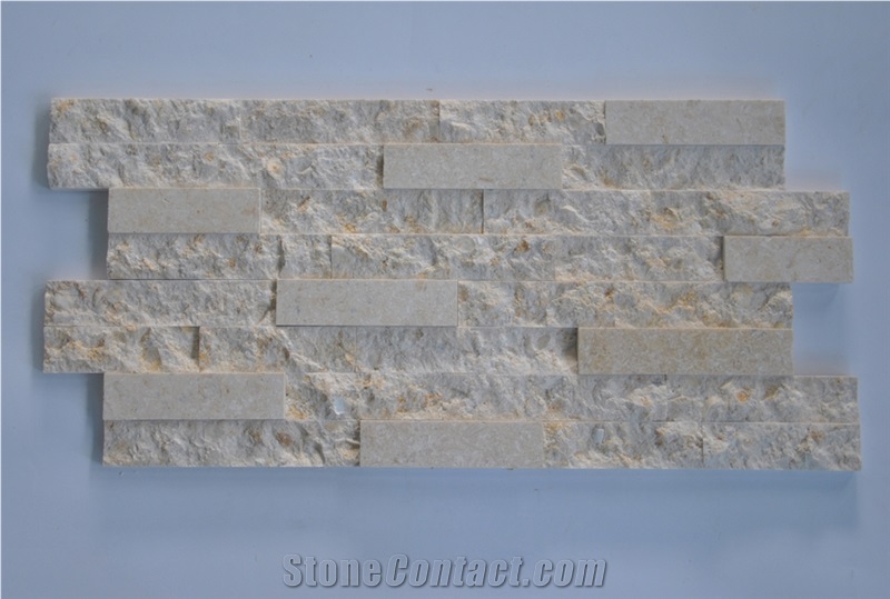Sunny Beige Marble Cultured Stone Ledge Stone for Wall Cladding
