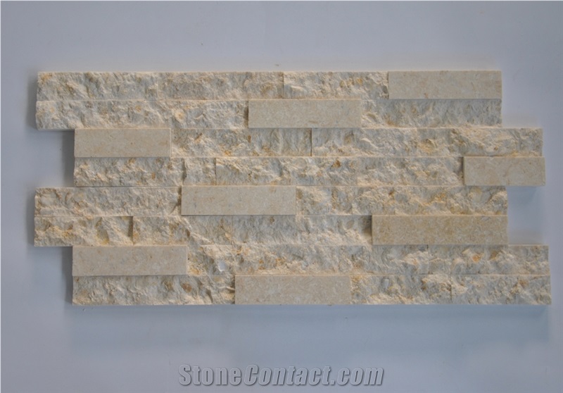 Sunny Beige Marble Cultured Stone Ledge Stone for Wall Cladding