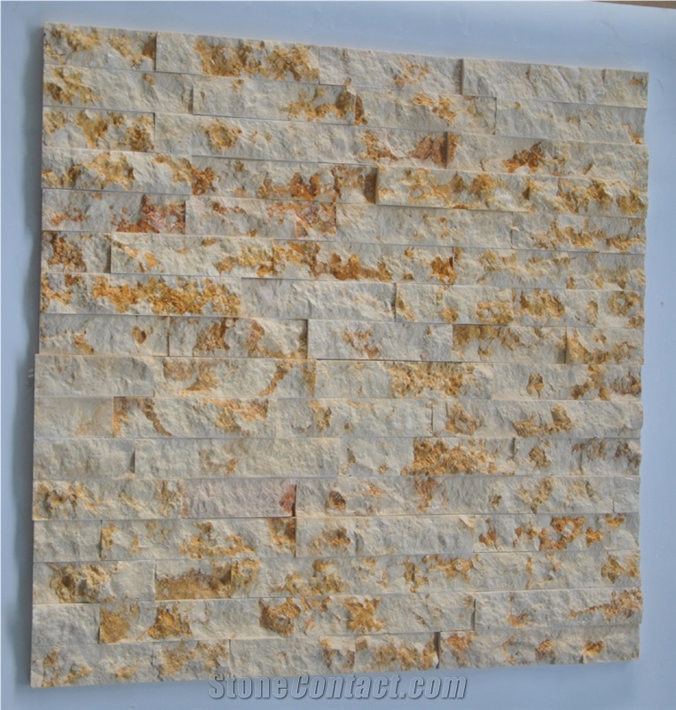 Sunny Beige Marble Ledge Stone Cultured Stone for Wall Cladding