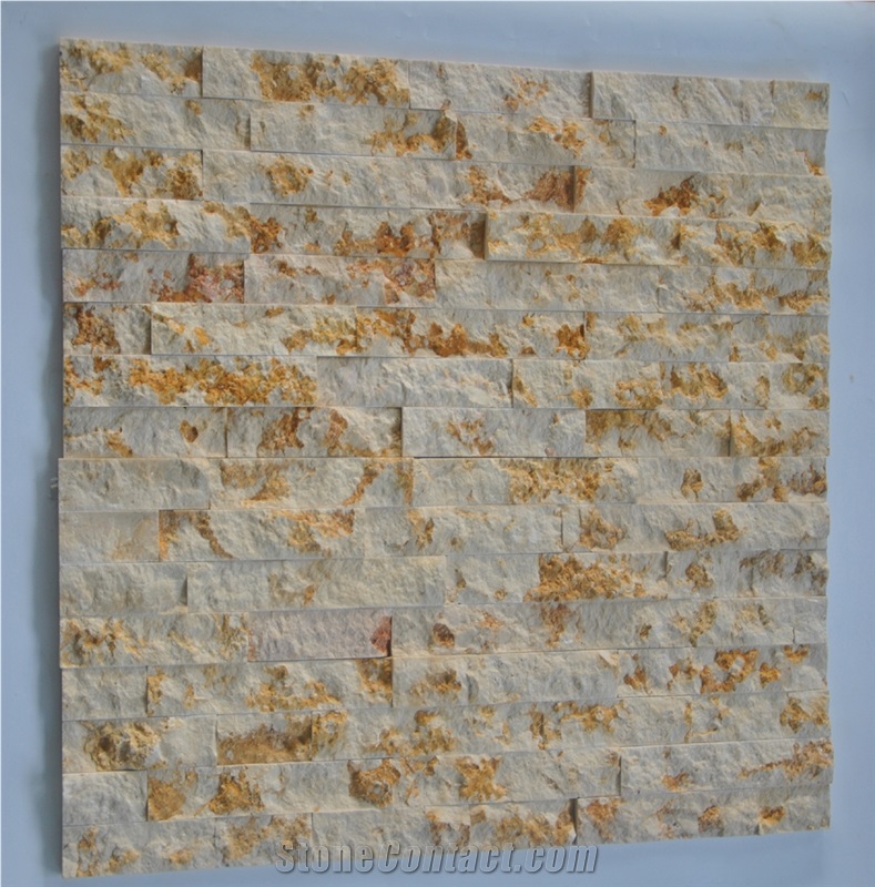 Sunny Beige Marble Ledge Stone Cultured Stone for Wall Cladding
