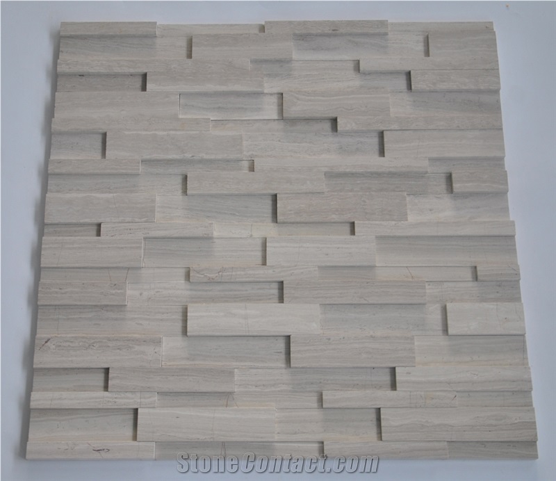 White Oak Marble Stacked Stone Veneer Panel China White Marble Cultured Stone for Wall Cladding
