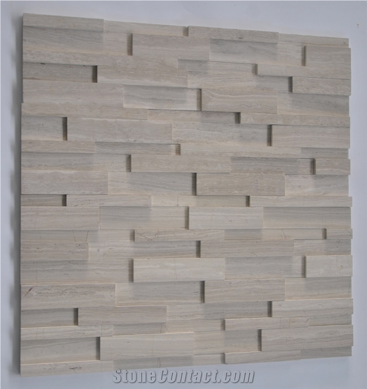 White Oak Marble Stacked Stone Veneer Panel China White Marble Cultured Stone for Wall Cladding