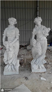 Beijing Han White Marble Hand Carving Beauty Goddess Western Women