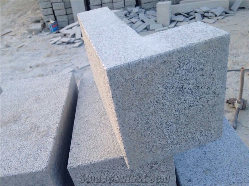 Shandong G603 Silver Grey Never Rusty Light Grey Granite Wall Stone Fine Picked Bushhammereed Surface Corners