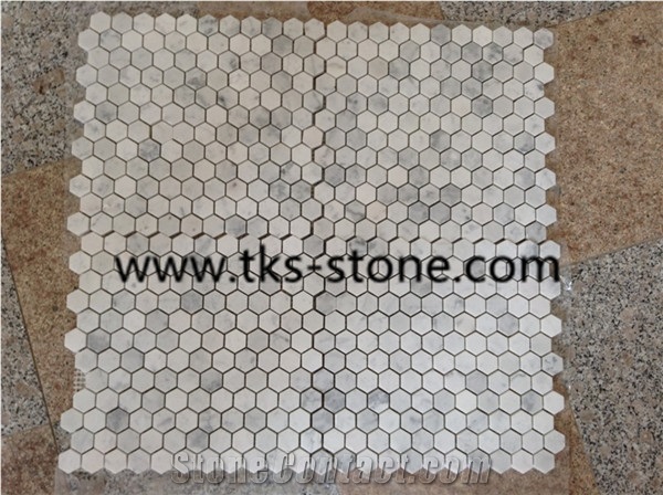 China White Marble Mosaic Tiles and Pattern for Wall & Floor Covering, Eastern White Hexagon Mosaic with Factory Price and Good Quality,Polished Mosaic Pattern and Tiles,Mosaic for Home Decoration