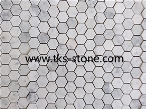 China White Marble Mosaic Tiles and Pattern for Wall & Floor Covering, Eastern White Hexagon Mosaic with Factory Price and Good Quality,Polished Mosaic Pattern and Tiles,Mosaic for Home Decoration