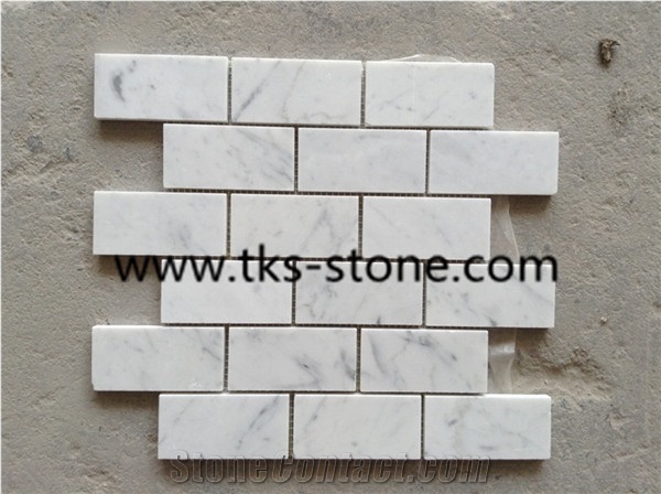 Hexagon Carrara Extra Polished Mosaic, Mugla White Marble Mosaic, Italy Carrara White Mosaic with Different Shapes, Bianco Carrara White Marble Wall & Floor Mosaics