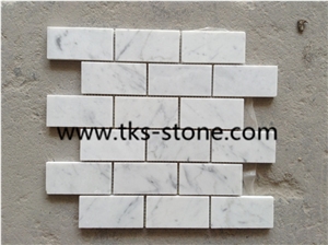 Hexagon Carrara Extra Polished Mosaic, Mugla White Marble Mosaic, Italy Carrara White Mosaic with Different Shapes, Bianco Carrara White Marble Wall & Floor Mosaics