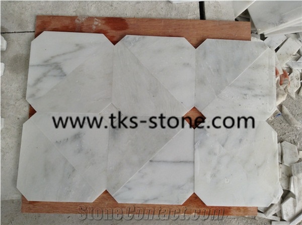 Hexagon Carrara Extra White Marble Mosaic ,Polished Mosaic, Mugla White Marble Mosaic Italy Carrara White Mosaic Tile with Different Shapes, Bianco Carrara White Marble Wall & Floor Mosaics Tiles