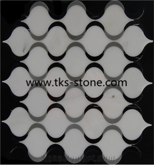 Hexagon Carrara Extra White Marble Polished Mosaic, Mugla White Marble Mosaic Italy Carrara White Mosaic with Different Shapes, Bianco Carrara White Marble Wall & Floor Mosaics