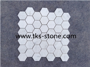Italy Carrara White Mosaic with Different Shapes, Bianco Carrara White Marble Wall & Floor Mosaics