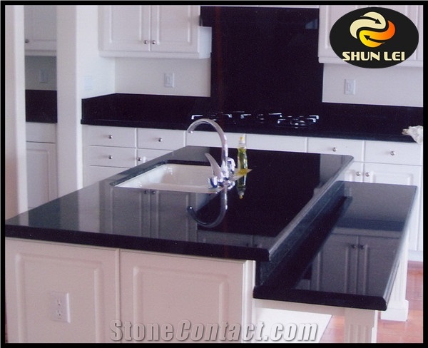 Chinese Absolute Black Granite Kitchen Worktops, Kitchen Islands Top