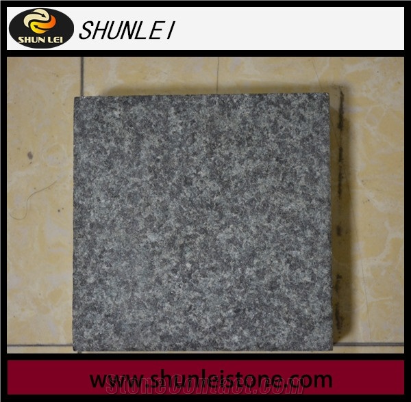 Flamed and Brushed Shanxi Black Granite, Flamed Black Granite Tile