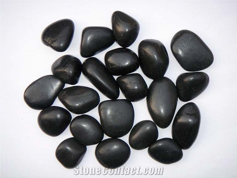 High Polished Black Pebble Stone Pebble Walkway