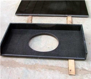 Shanxi Black Granite Single Sink Countertop China Absolute Black Granite Kitchen Countertop