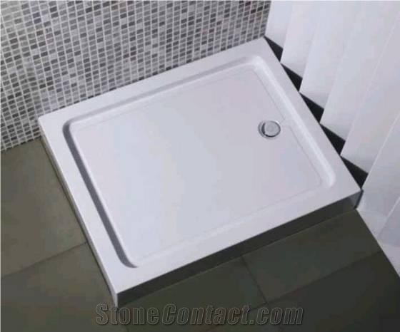 White Bathroom Artificial Shower Pans