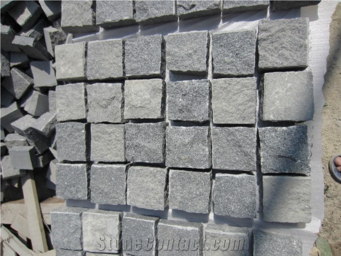 Split Face G654 China Impala Black Granite Cube Stone/ Cobble Paving Sets/ Exterior Landscaping Stone