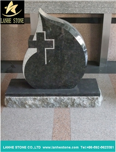 Blue Pearl Granite Tombstone with Cross, Blue Pearl Granite Western Style Tombstones, Family Monuments
