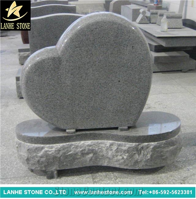 China Popular G603 Grey Granite Headstone,China Popular White Grey Granite G603 Heart Tombstones,Granite Tombstones with Heart Shape