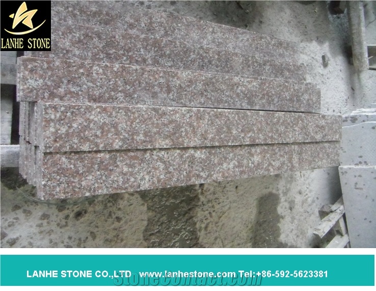 G664 Granite Pink Granite Stairs Step&Risers with Anti Slip Line,China Pink Granite Stairs Case ,Polished with Anti-Slip Line Stairs Threshold,Luoyuan Red Granite Steps&Risers