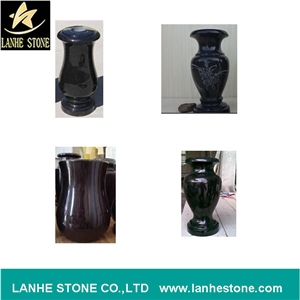 Gravestone Granite Stone Vases, Monuments Shanxi Black Granite Vases, Monuments Granite Stone Flower Hoders