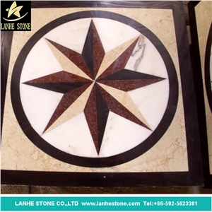 Interior Stone Waterjet Floor Medallion Chinese Marble Polished Pink&White&Black Border Wholesale Excellent Style