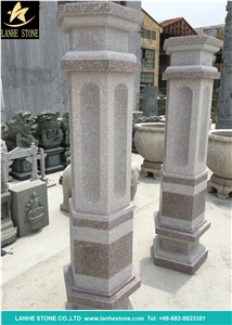 Outdoor Architectural Columns, Marble Garden Sculptured Roman Columns, Exterior Landscaping Stones Column Tops & Bases