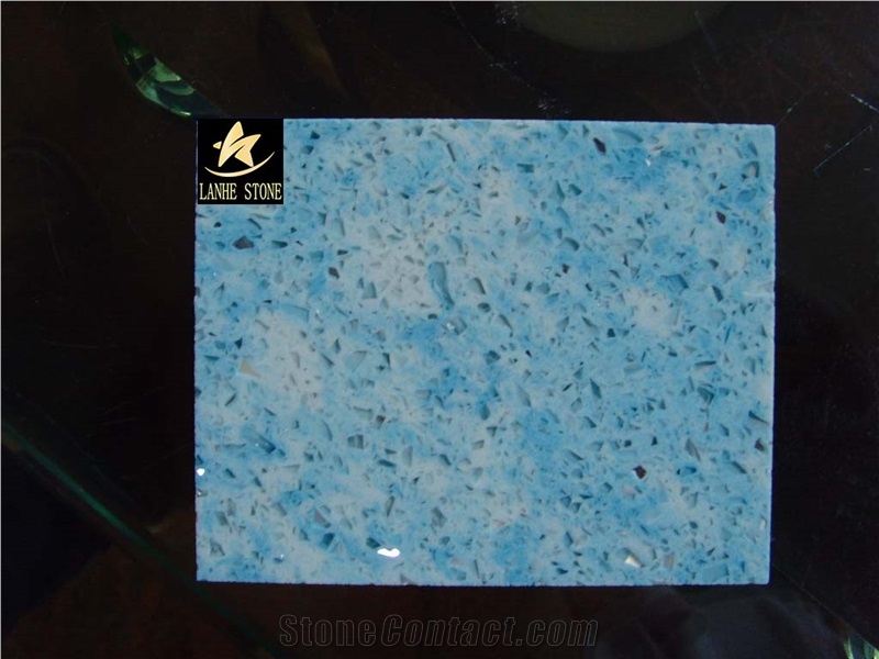 Sparkling Engineered Quartz Stone Slabs & Tiles, Blue Silestone