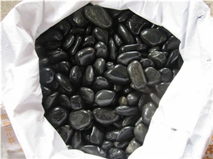 Fargo High Polished Black Pebble Stone Best Polished Black River Pebbles High Quality Grade Aggregates Black Flat River Pebble for Walkway Driveway