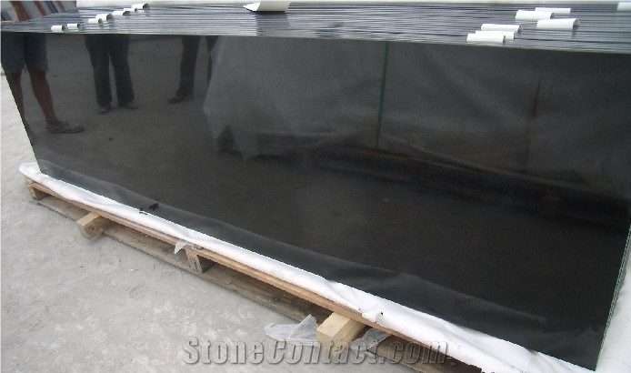 Fargo Mongolia Black Basalt High Polished Kitchen Countertops, China Black Good Quality Custom Countertops, Absolute Black Granite Kitchen Desk Tops/ Bench Tops in Different Size and Thickness