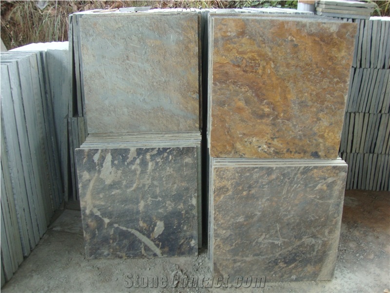 Fargo Multicolor Slate Tiles and Slabs, Chinese Multicolor Slate Floor Tiles, China Rust Slate Floor/Wall Covering