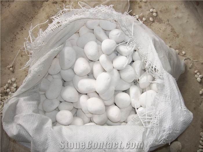 Fargo Snow White Pebbles, Chinese White Marble Pebbles, White Tumbled River Stone, White Gravels