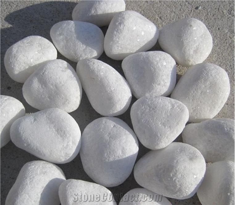 Fargo Snow White Pebbles, Chinese White Marble Pebbles, White Tumbled River Stone, White Gravels, White Aggregates