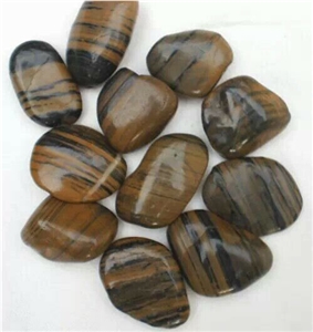 Fargo Striped High Polished Pebble Tiger Skin Best Polished Pebble Good Quality Striped River Pebble Natural Aggregates Gravels a Grade Striped Pebble Stone for Walkway Driveway