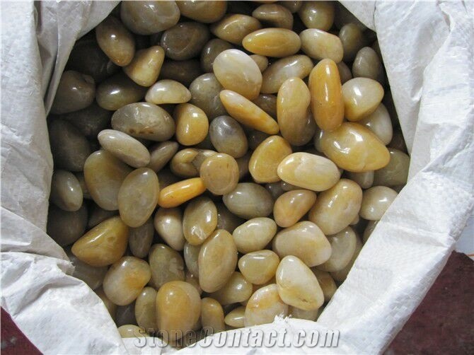 Fargo Yellow Pebble Stone High Polished Yellow River Stone Best Polished Aggregate Good Quality Yellow Pebble for Walkway