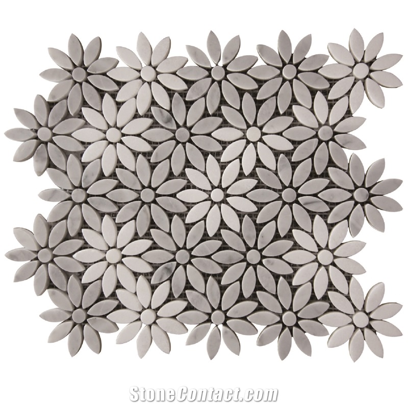 Carrara White Mosaic Flower Shape Mosaic