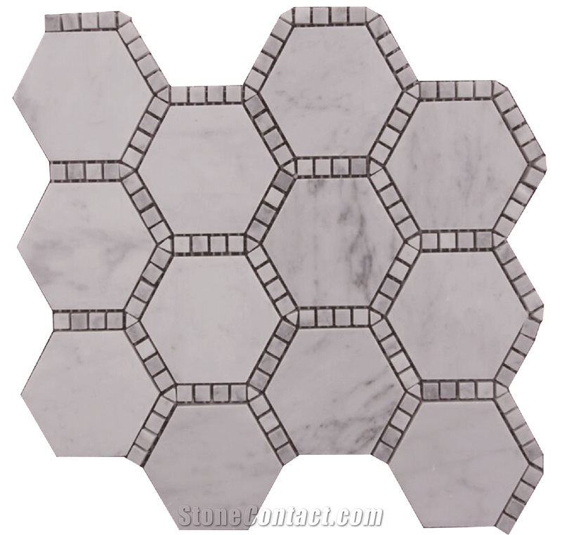 Carrara White Mosaic Hexagon Mosaic