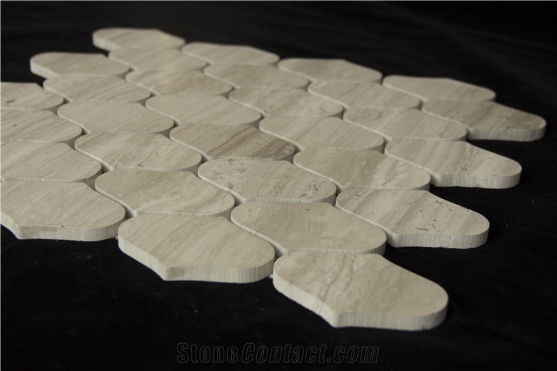 White Wooden Marble Silver Serpeggiant Mosaic for Interior Decoration