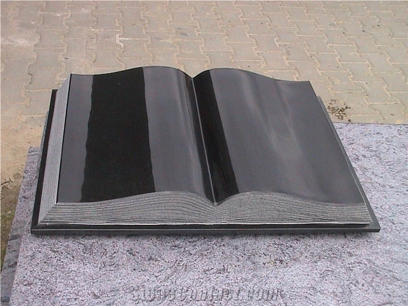 Book Shape Grave Monument & Tombstone China Black Granite Slant Grave
