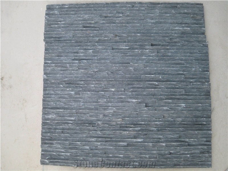 Thin Black Cultured Stone, Dfx - X018 Black Slate Culture Stone, Ledge
