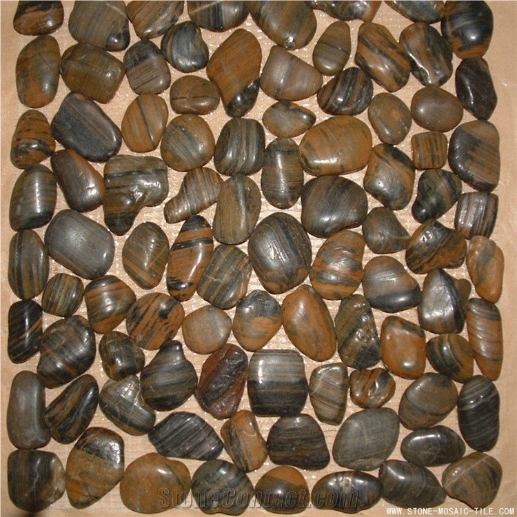 Pebble Tile Mosaic Pebble Stone with Mesh