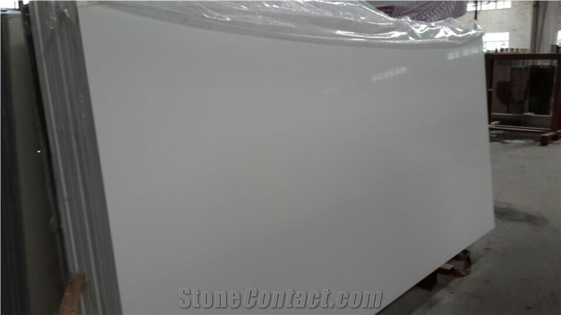 Pure White Quartz Stone Slabs and Tiles, Engineered Quartz Stone